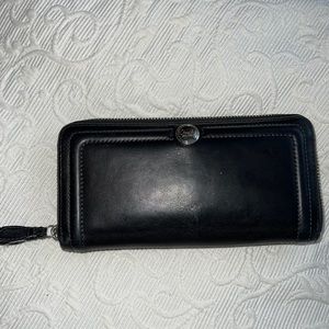 Coach long black leather wallet